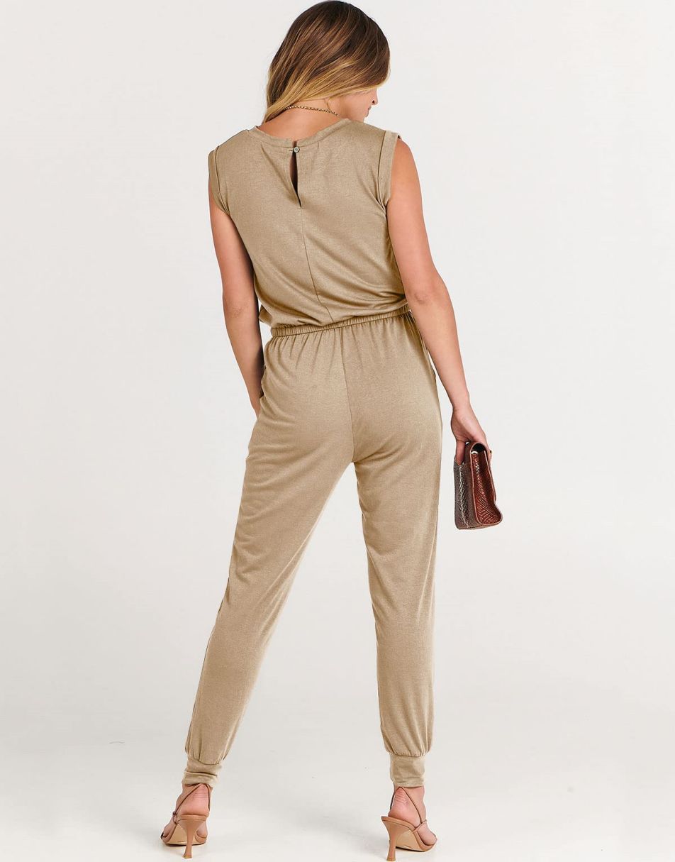 ANRABESS Rundhals-Overall, ärmellos, dehnbar mit Taschen
