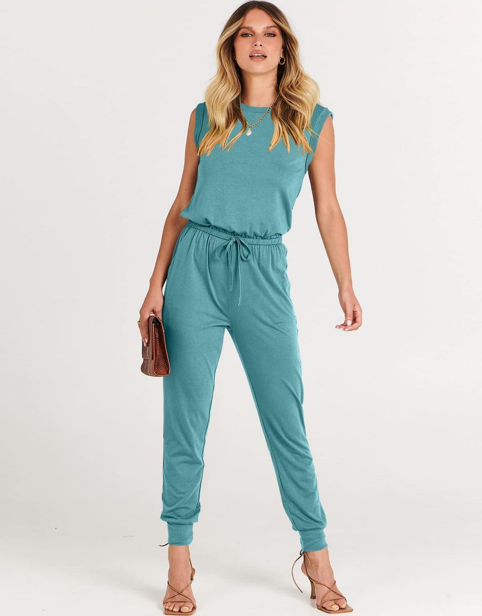 ANRABESS Rundhals-Overall, ärmellos, dehnbar mit Taschen