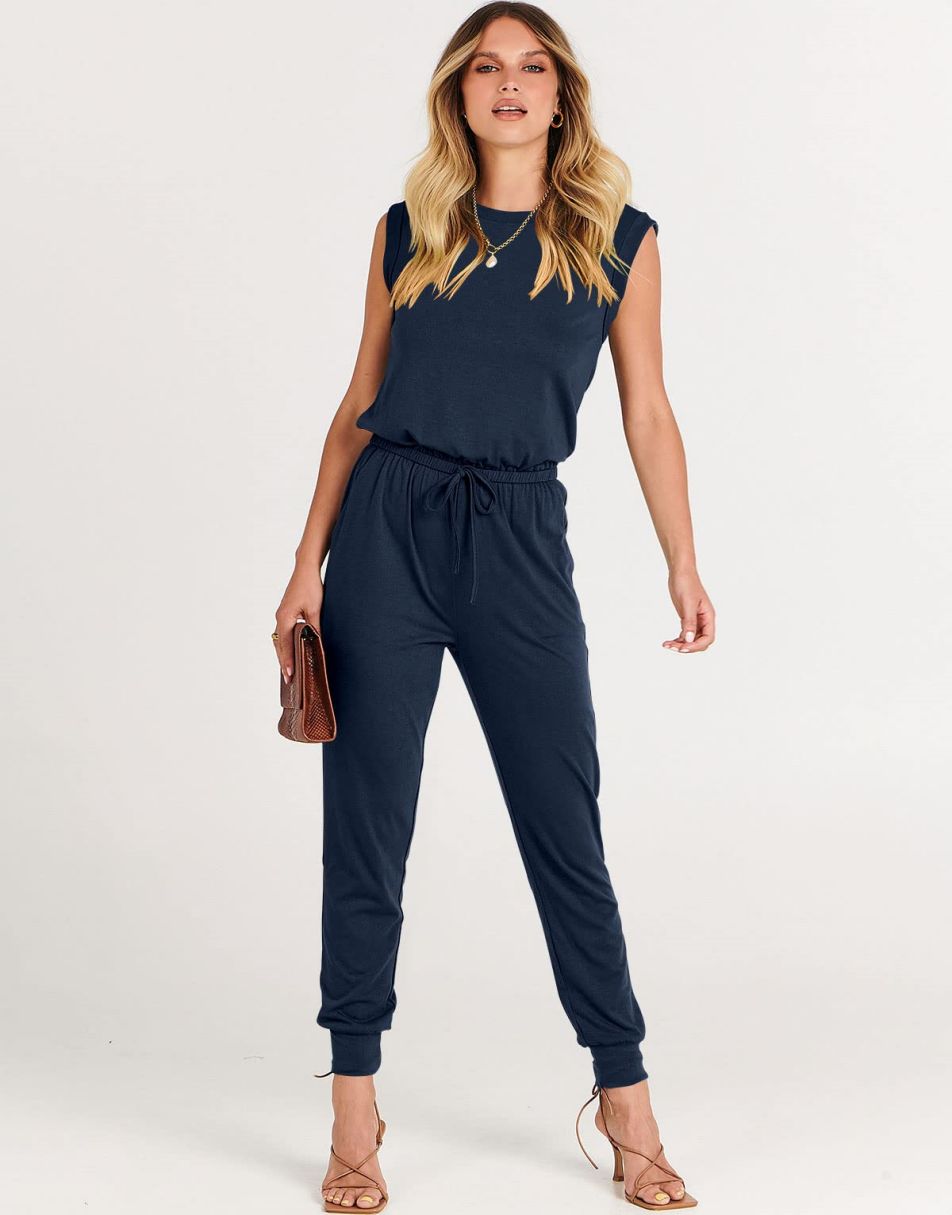ANRABESS Rundhals-Overall, ärmellos, dehnbar mit Taschen