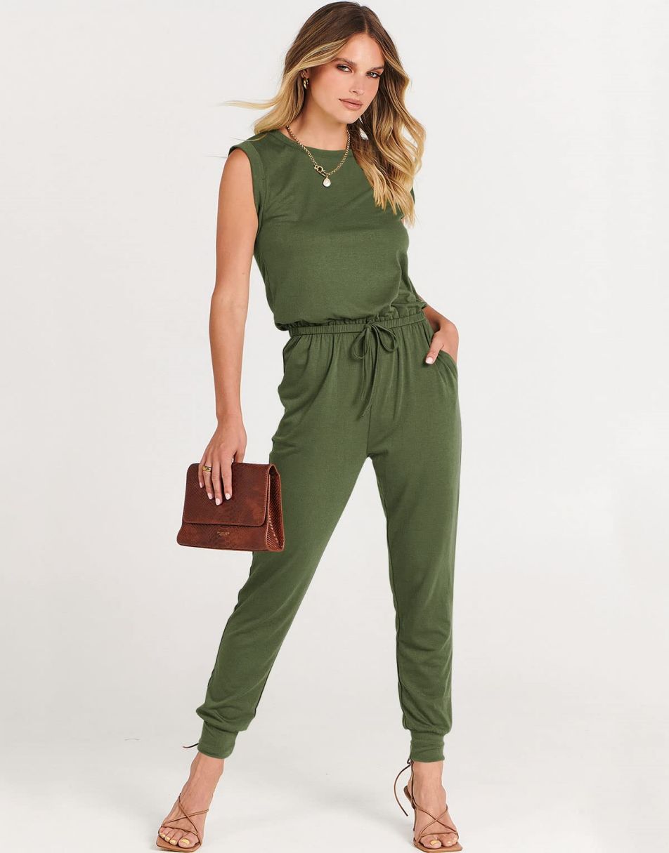 ANRABESS Rundhals-Overall, ärmellos, dehnbar mit Taschen