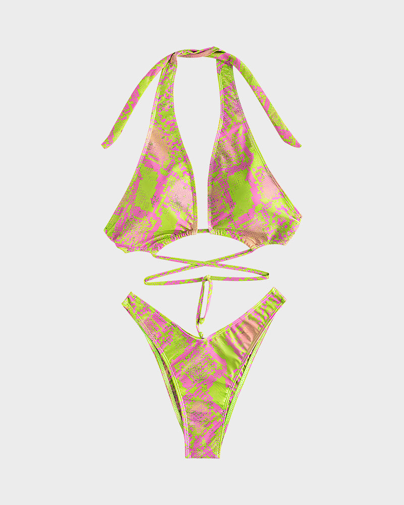 Trendiger Neckholder-Bikini mit Trägern