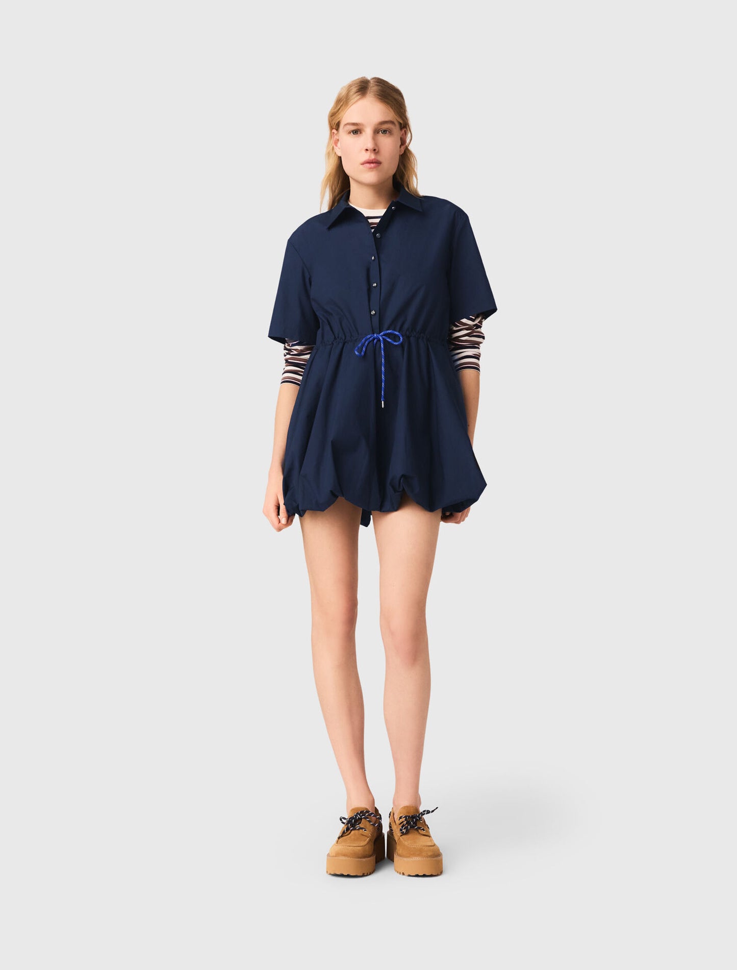 Short-sleeved cotton bubble dress