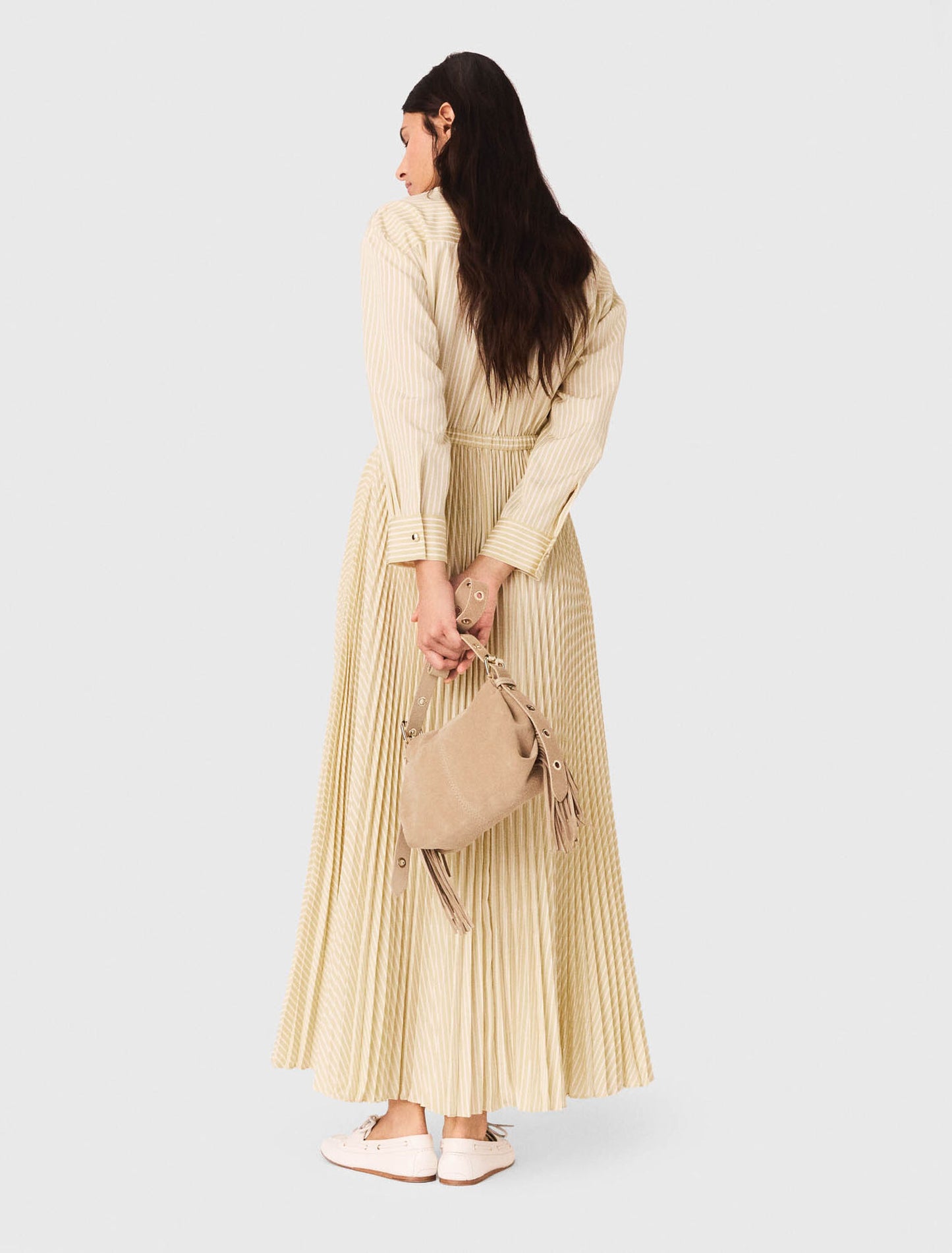 Eyelet pleated maxi dress