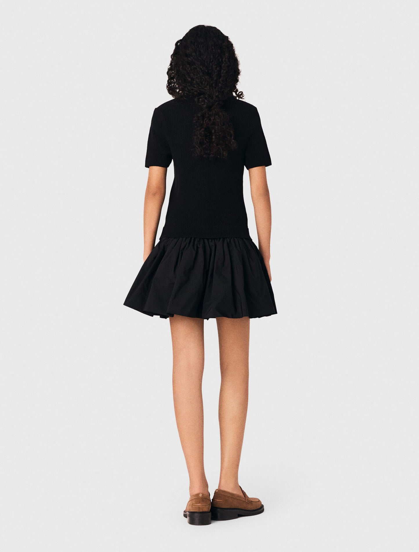 Short knit and taffeta dress