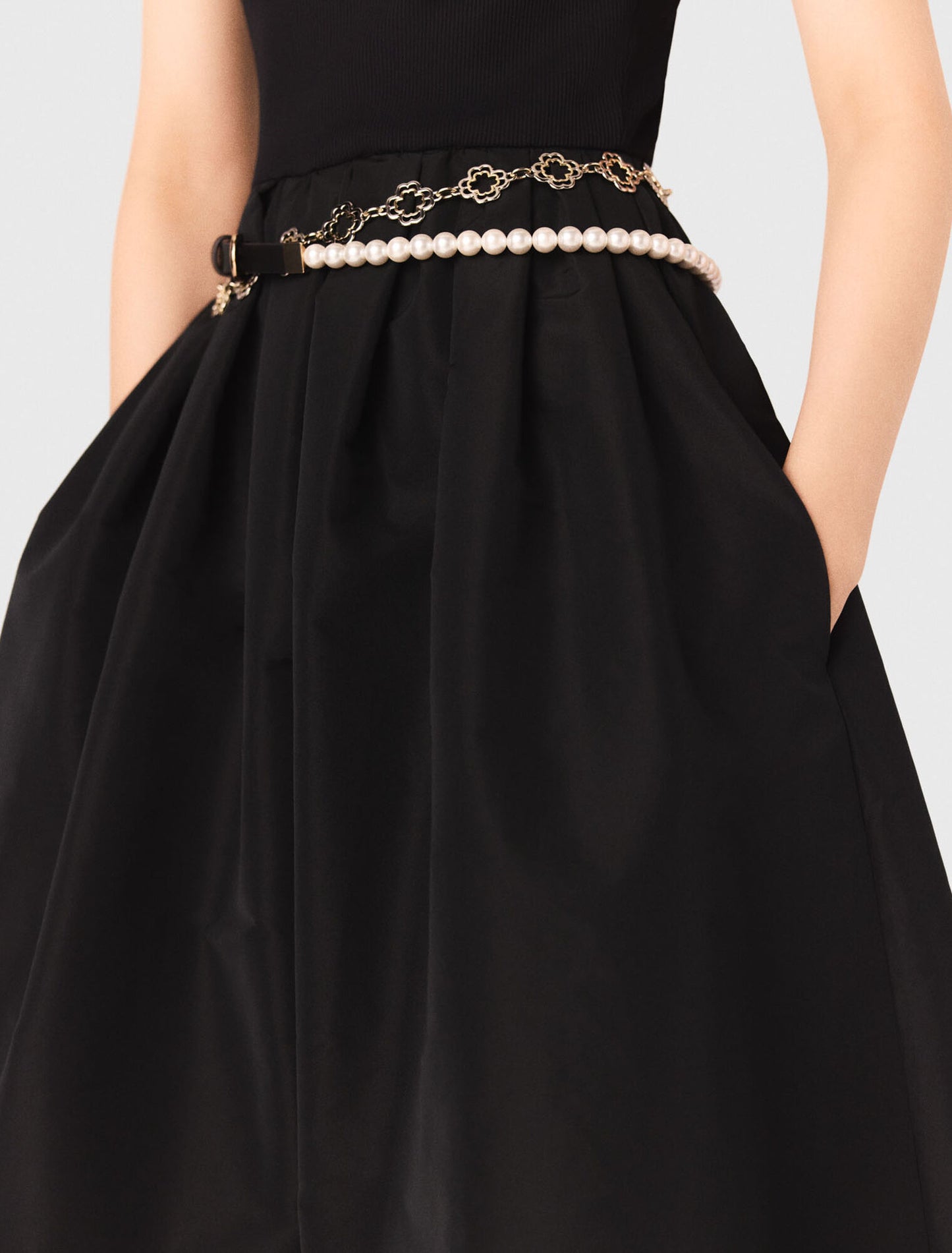 Mixed-material taffeta dress