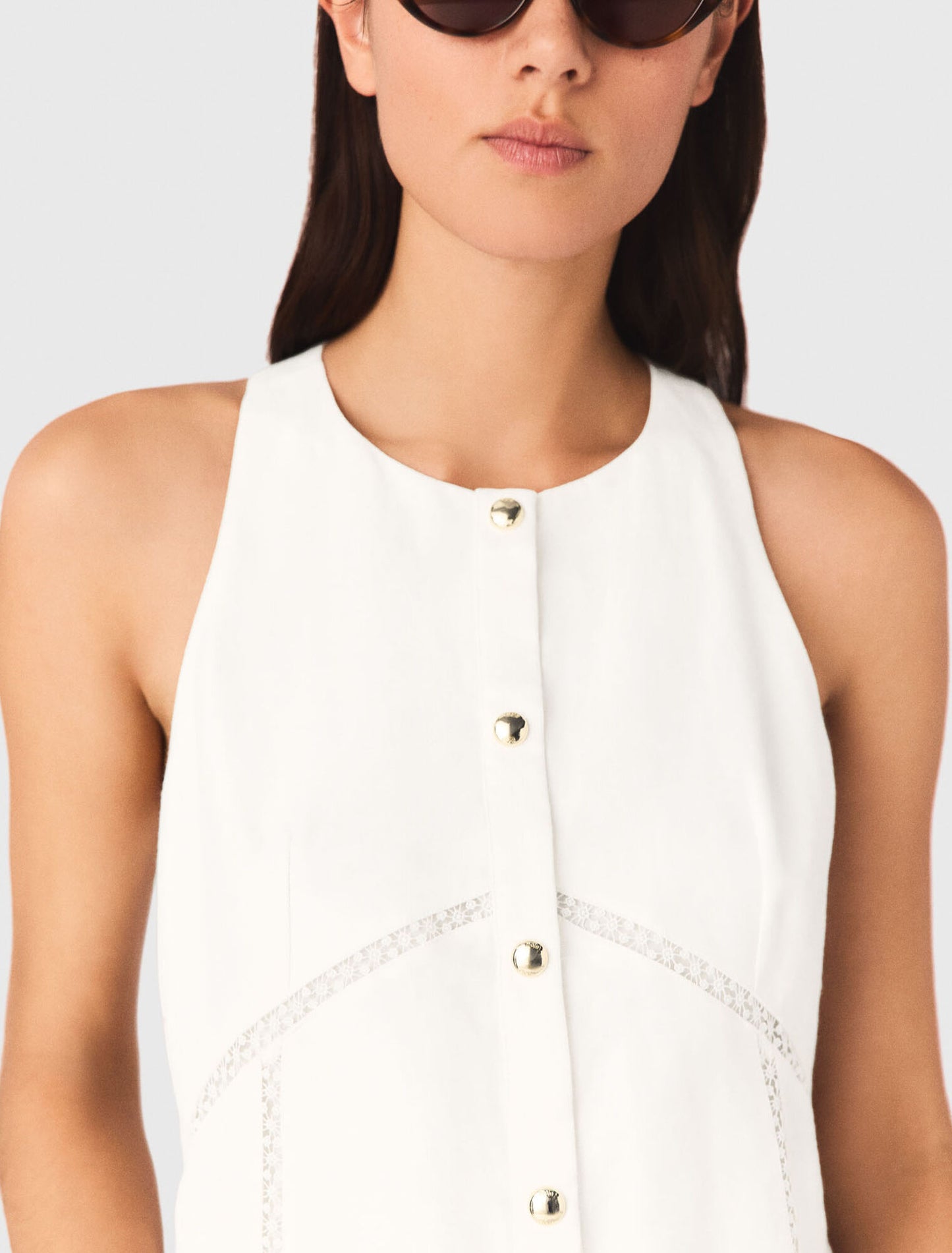 Embroidered linen-blend dress