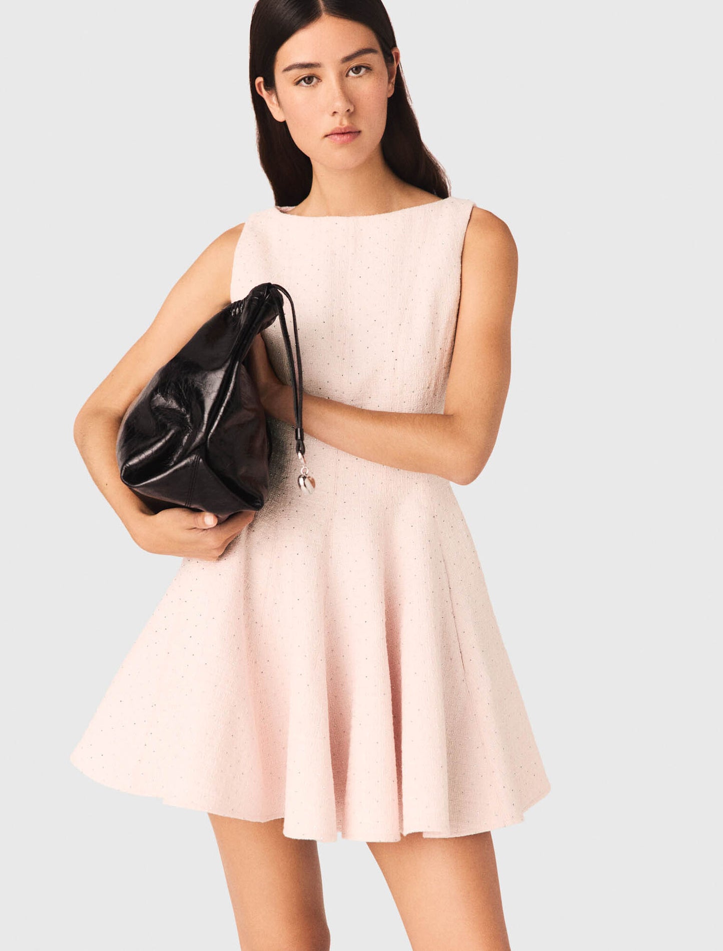 Short flared tweed dress