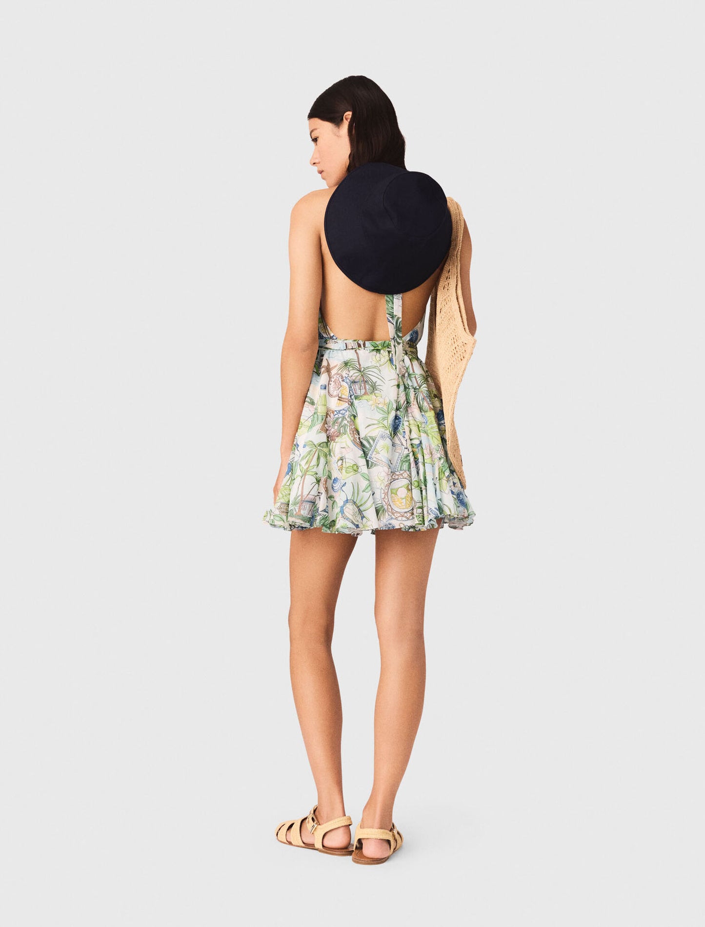 Short Patterned Backless Dress