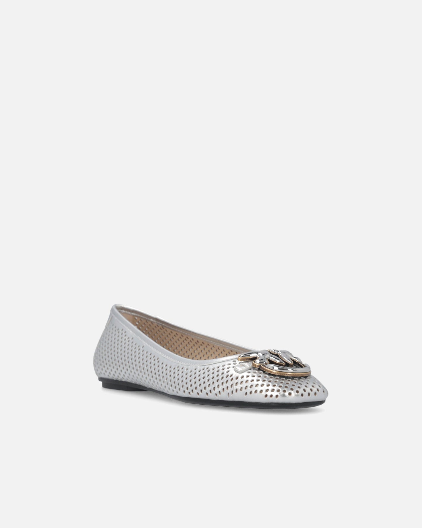 Perforated ballerinas in laminated nappa leather