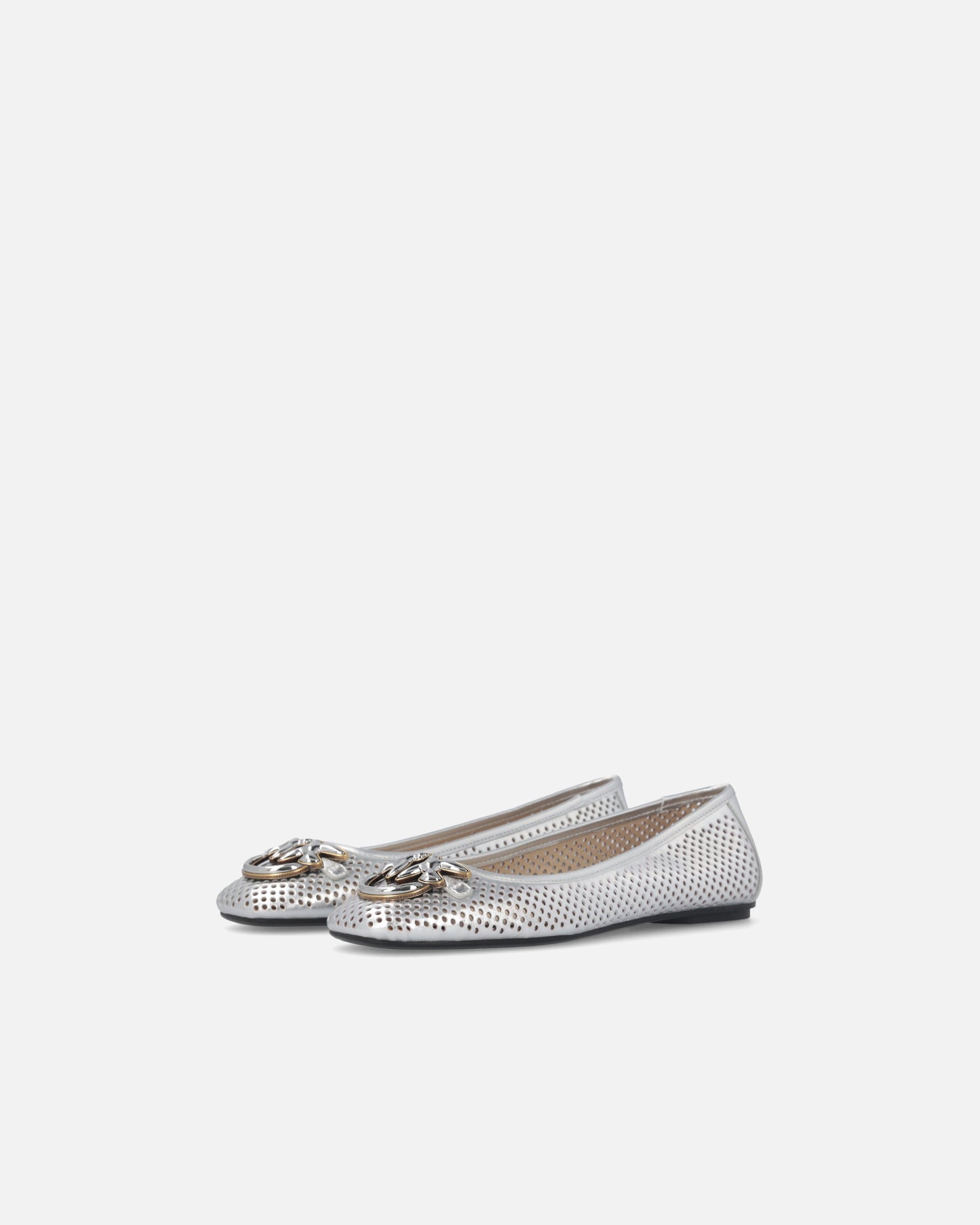 Perforated ballerinas in laminated nappa leather