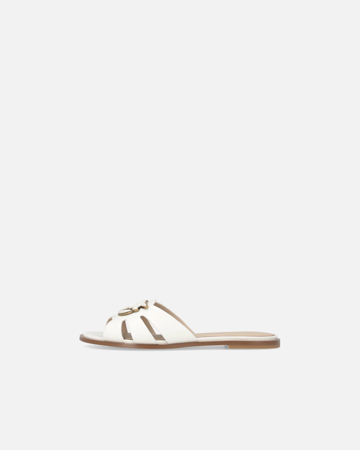 Leather slip-on sandals with Love Birds logo