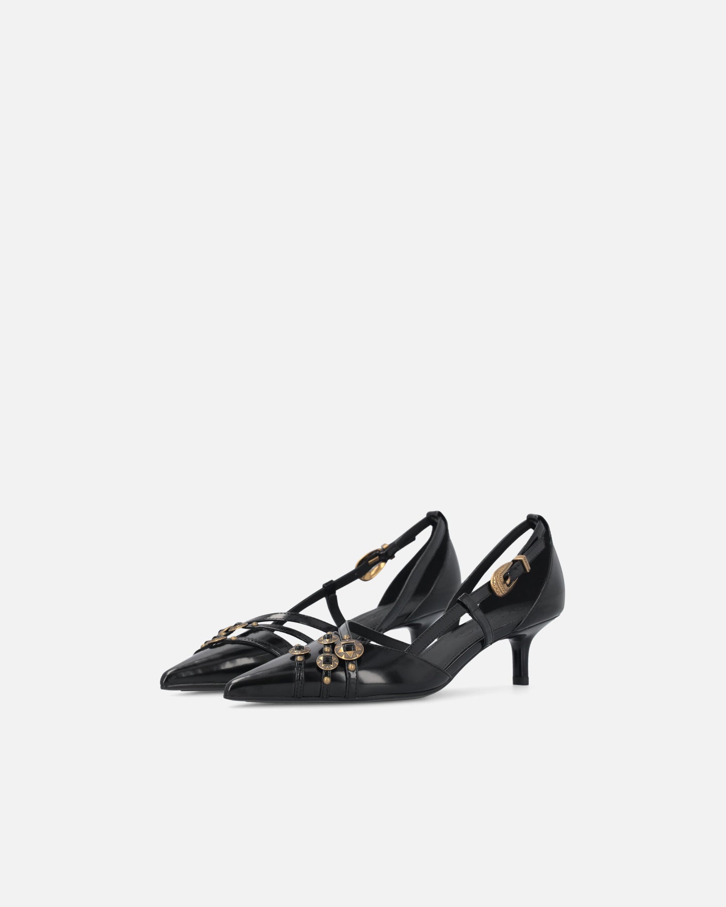 Pumps with straps and jewel studs