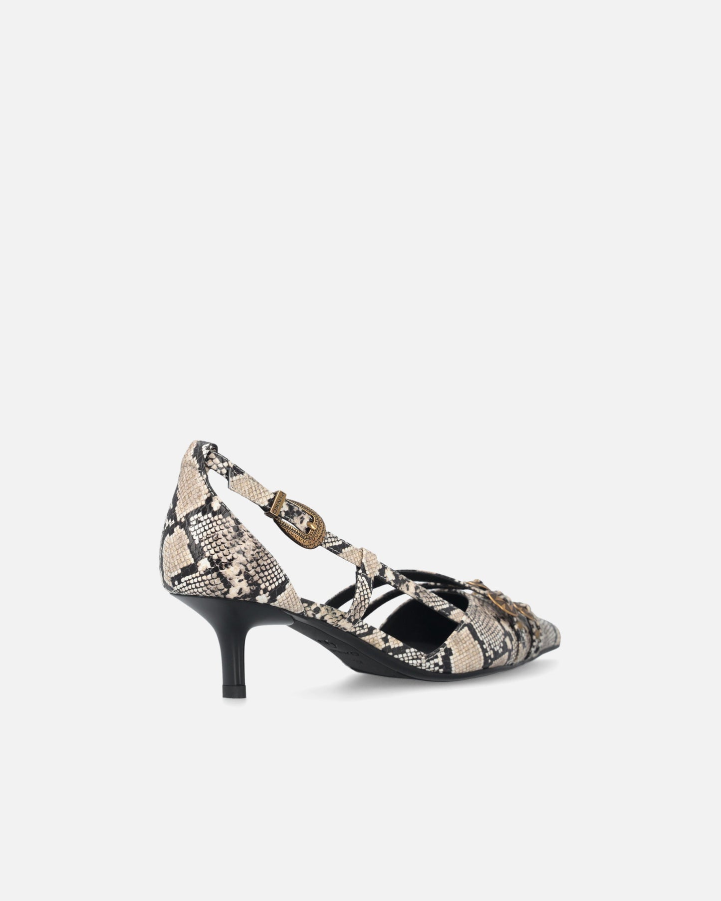 Pumps with python print and jewel studs