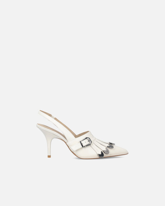Leather slingbacks with saddlery-inspired details