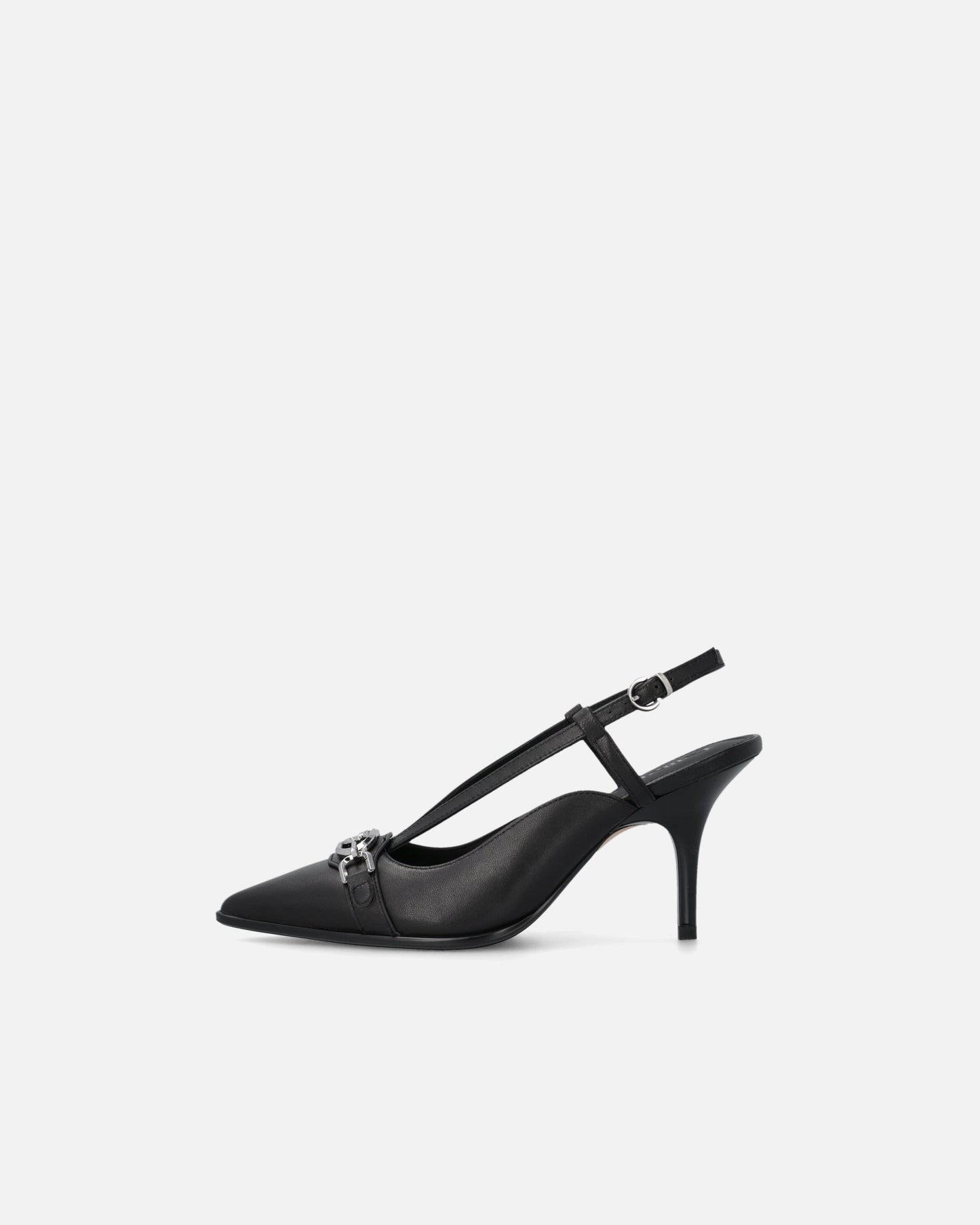 Sling-back pumps in nappa leather with straps and stiletto heel