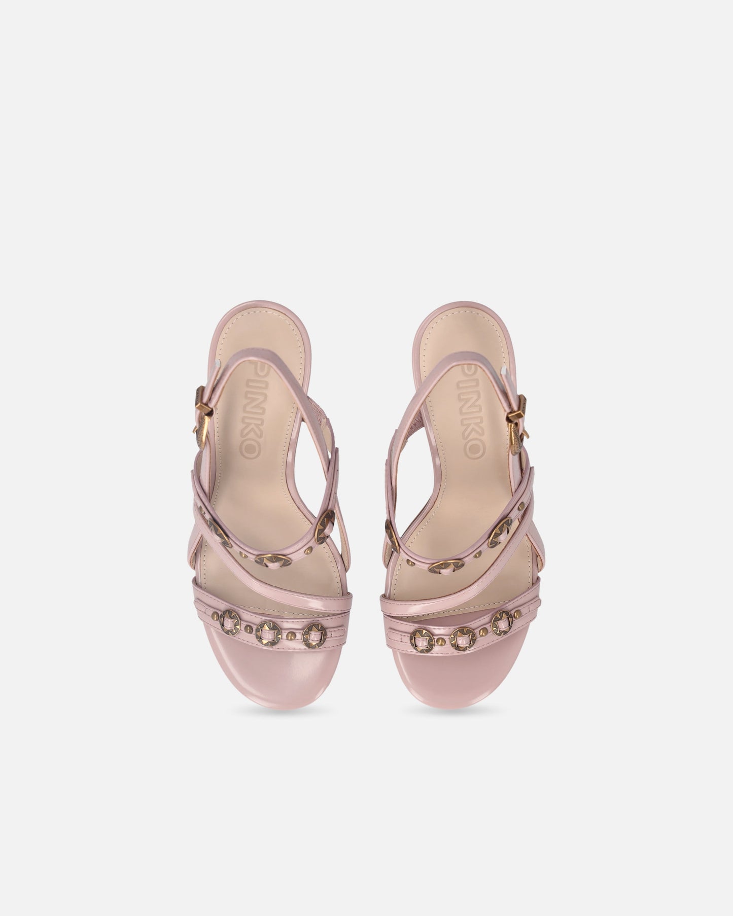 High slingback sandals with straps and studs