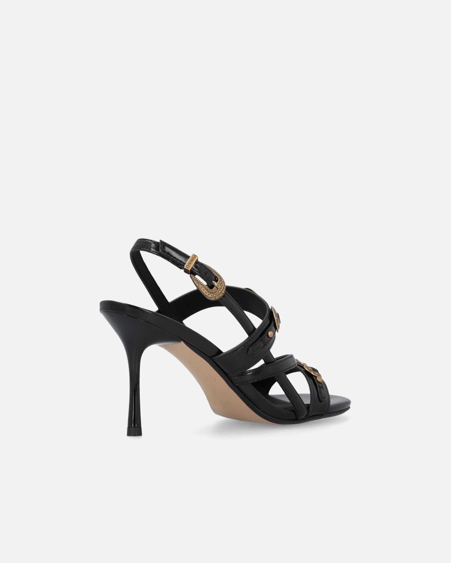 High slingback sandals with straps and studs