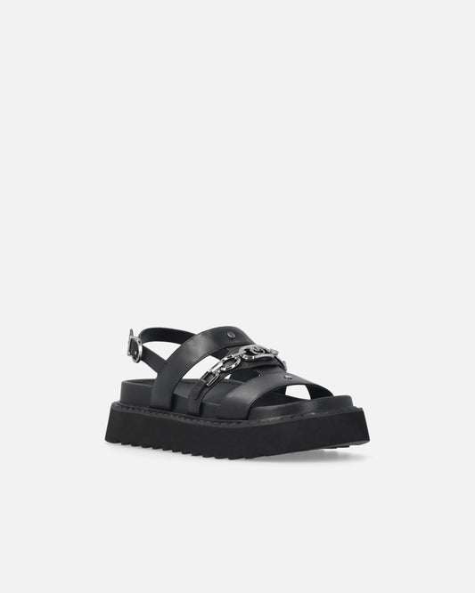 Leather sandals with chain