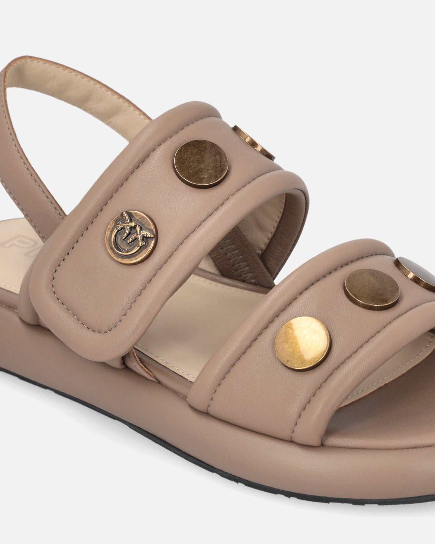 Padded nappa leather sandals with metallic details