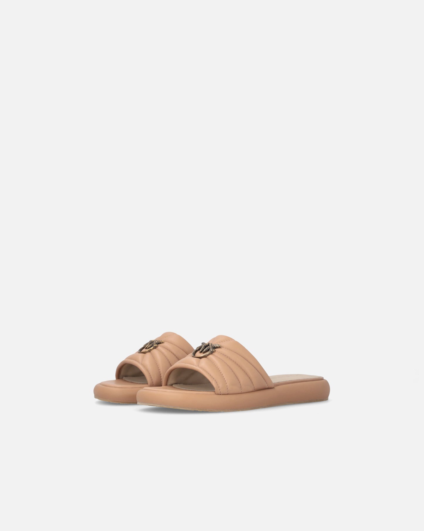 Perforated nappa leather slip-on sandals with Love Birds logo