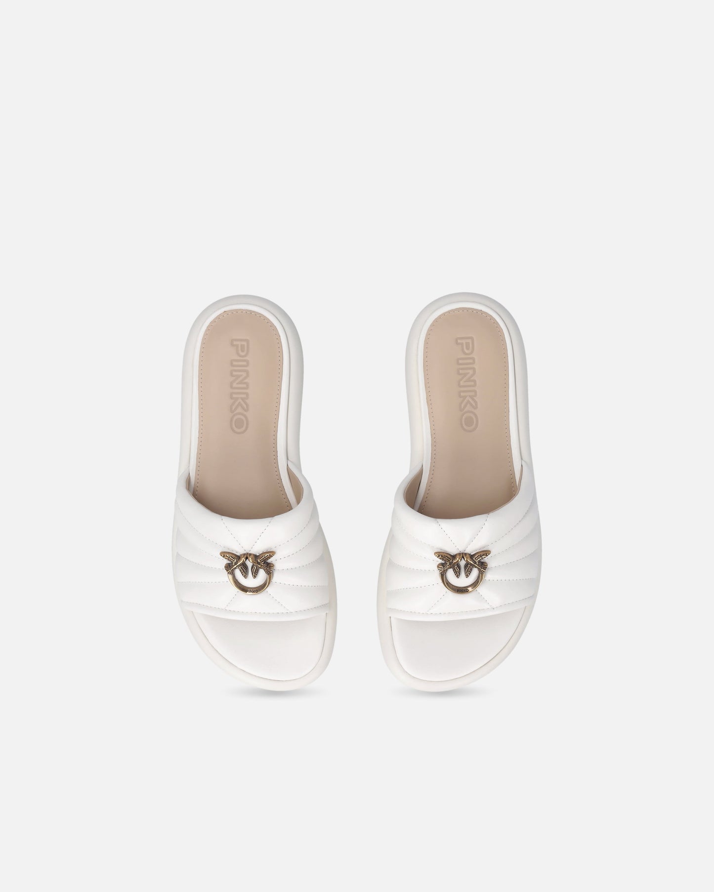 Perforated nappa leather slip-on sandals with Love Birds logo