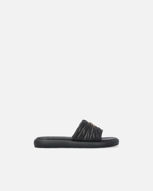 Perforated nappa leather slip-on sandals with Love Birds logo