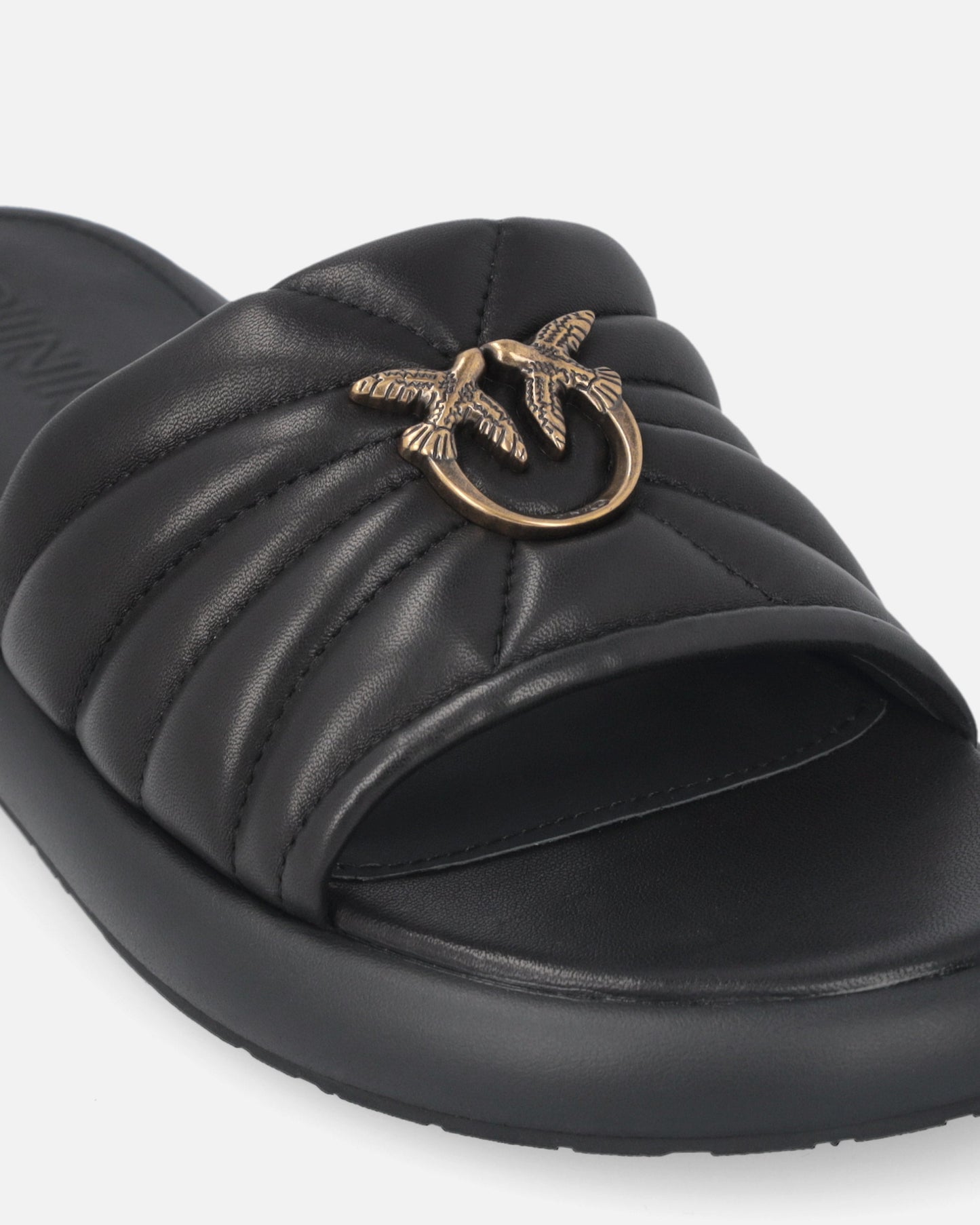Perforated nappa leather slip-on sandals with Love Birds logo