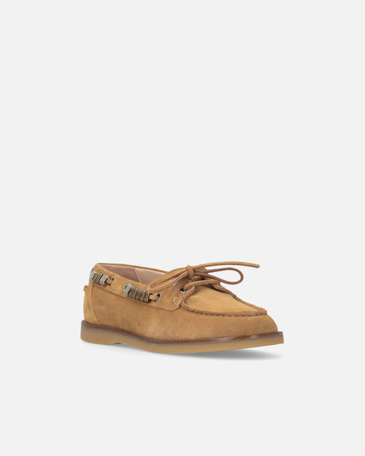 Suede moccasins with jewel details