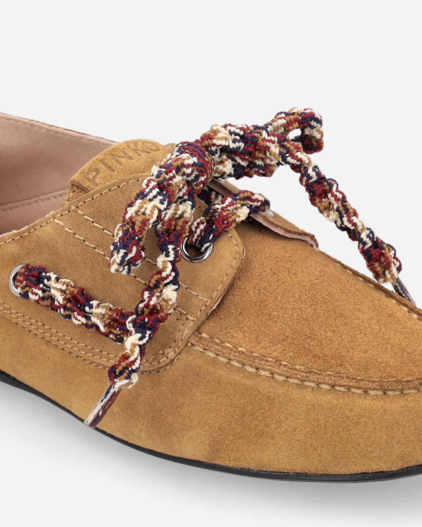 Suede moccasins with multicoloured laces