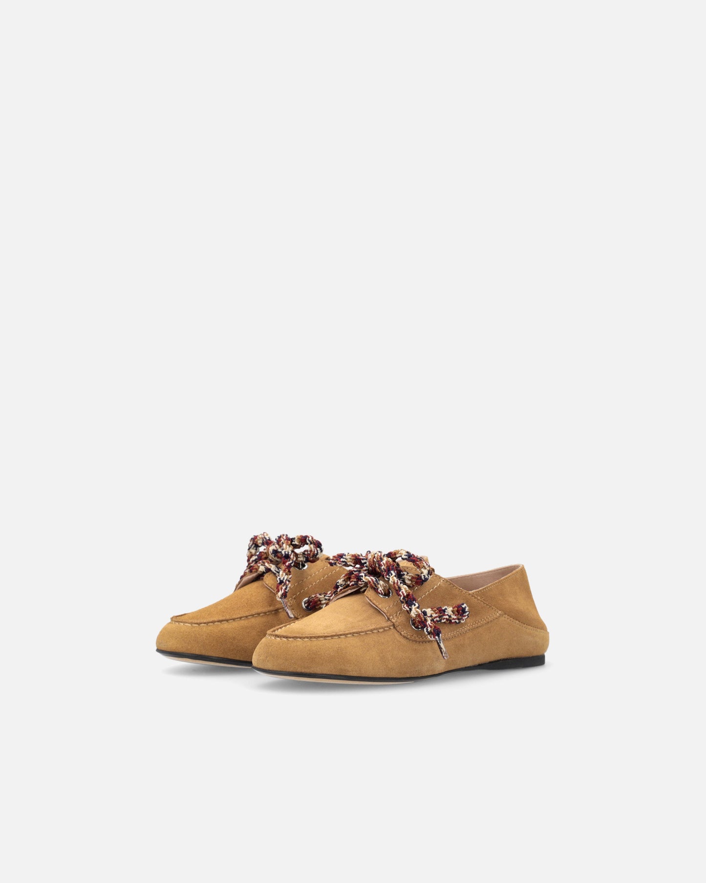 Suede moccasins with multicoloured laces