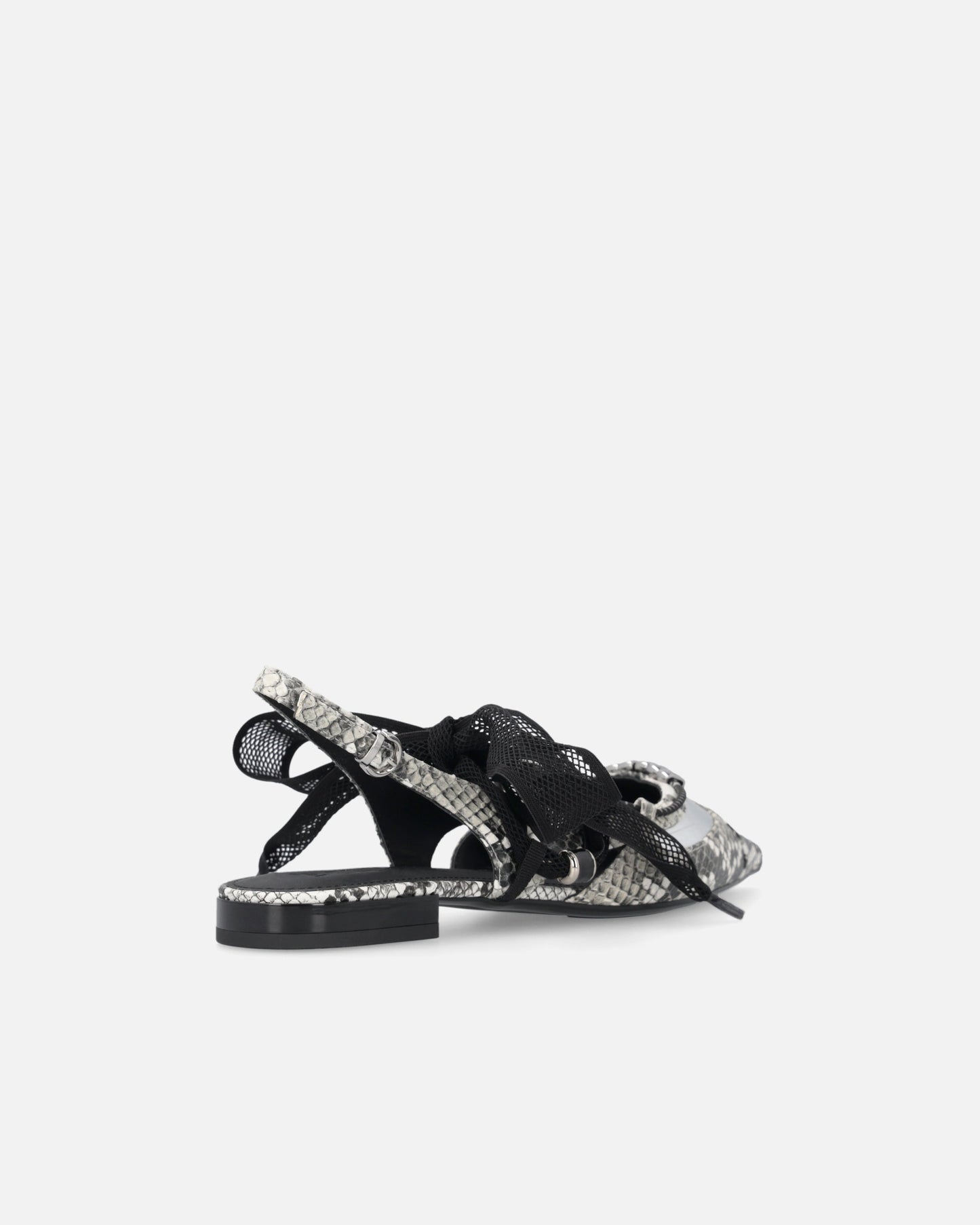 Slingback ballerinas with python print and ties