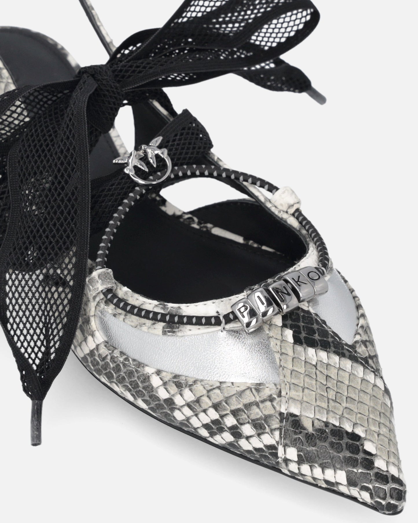 Slingback ballerinas with python print and ties