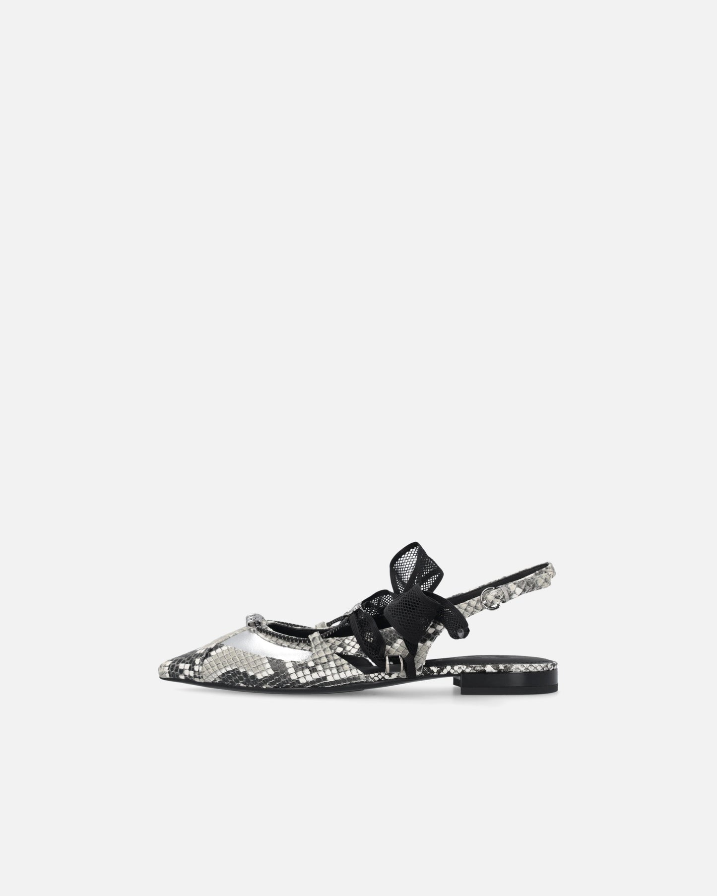 Slingback ballerinas with python print and ties