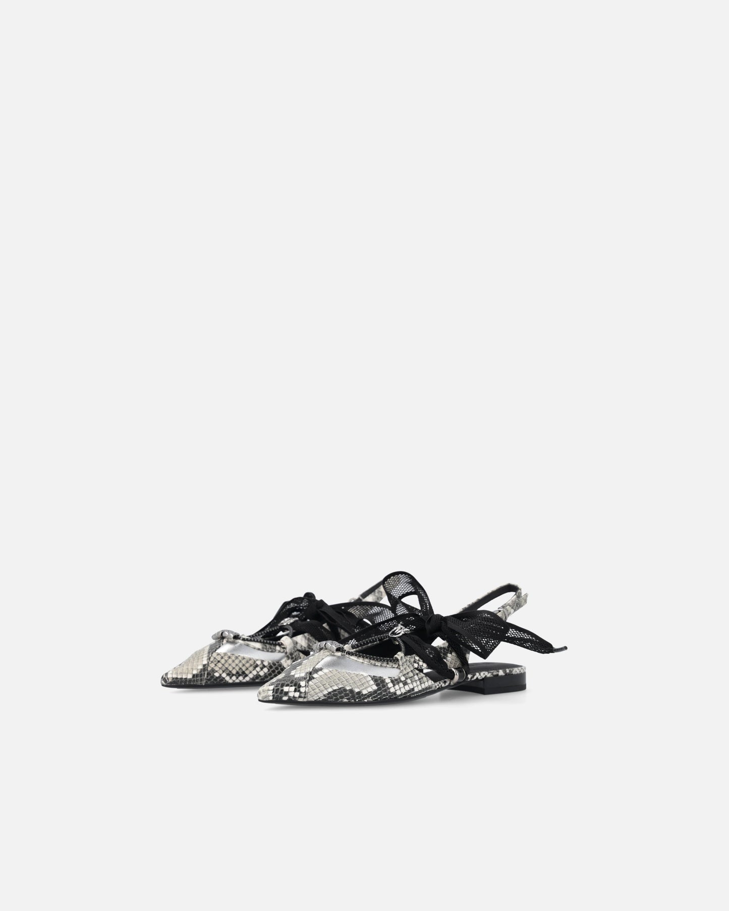 Slingback ballerinas with python print and ties