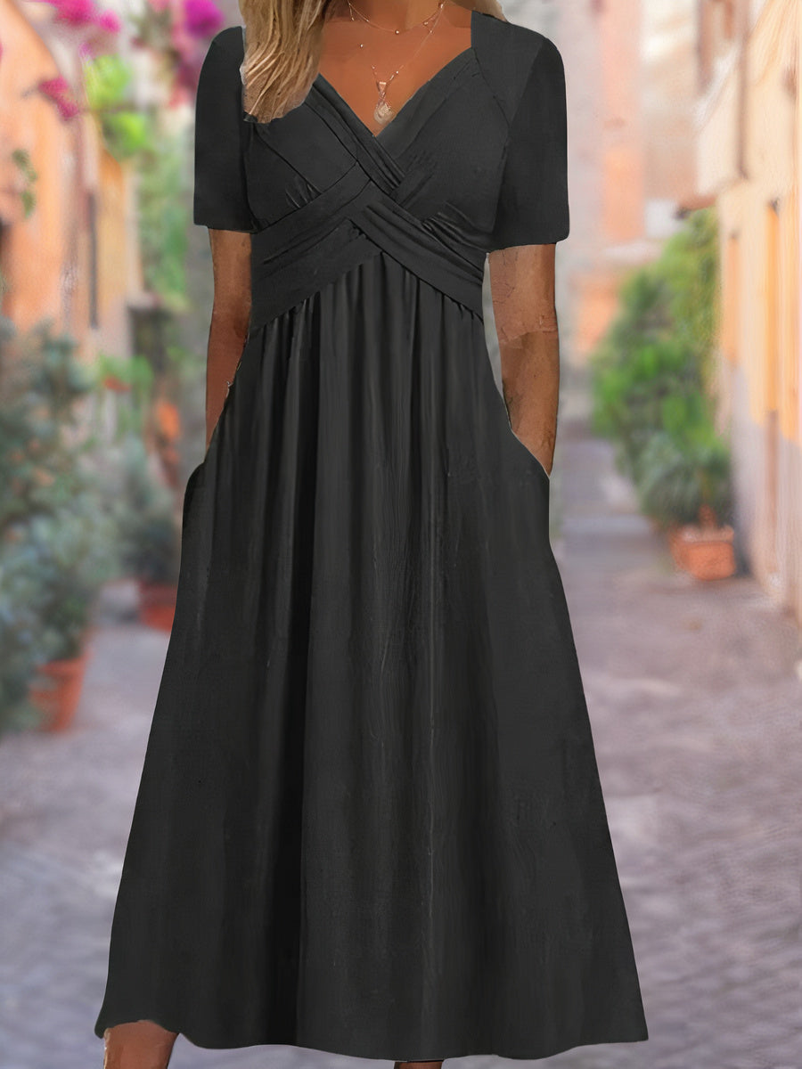 Bequemes V-Ausschnitt-Kleid
