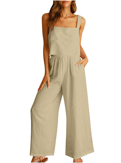 Lounge-Set mit weitem Bein und Tanktop mit eckigem Ausschnitt