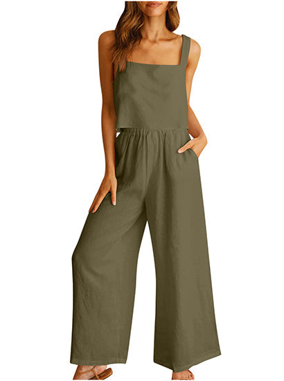 Lounge-Set mit weitem Bein und Tanktop mit eckigem Ausschnitt
