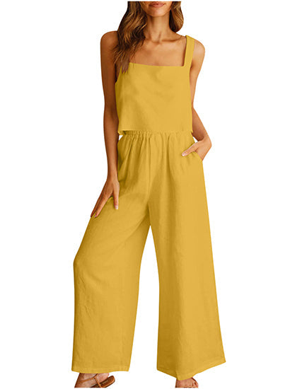 Lounge-Set mit weitem Bein und Tanktop mit eckigem Ausschnitt