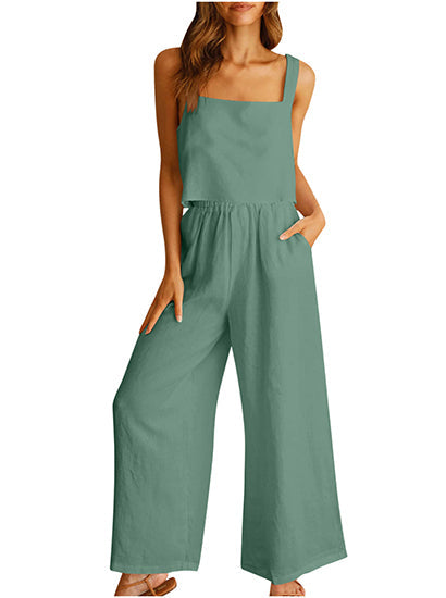 Lounge-Set mit weitem Bein und Tanktop mit eckigem Ausschnitt