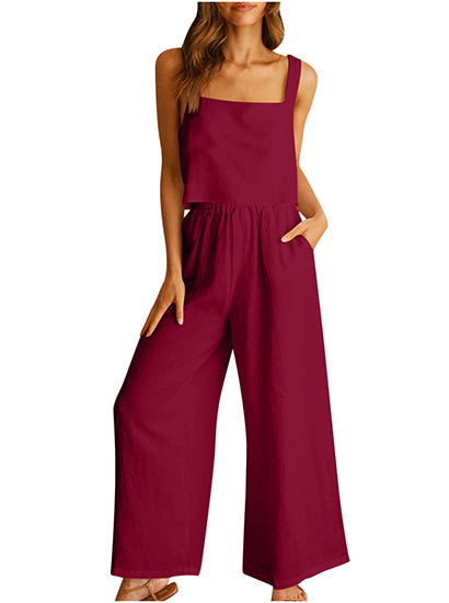 Lounge-Set mit weitem Bein und Tanktop mit eckigem Ausschnitt
