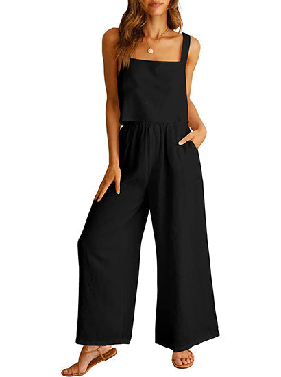 Lounge-Set mit weitem Bein und Tanktop mit eckigem Ausschnitt