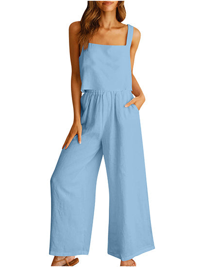 Lounge-Set mit weitem Bein und Tanktop mit eckigem Ausschnitt