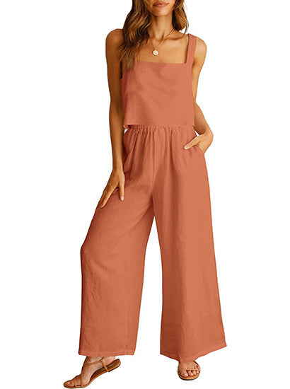 Lounge-Set mit weitem Bein und Tanktop mit eckigem Ausschnitt
