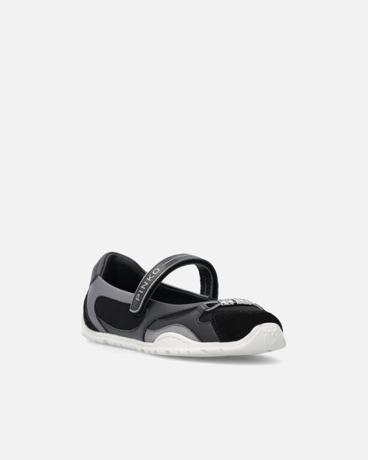 Sporty ballet flats with inserts and logo lettering