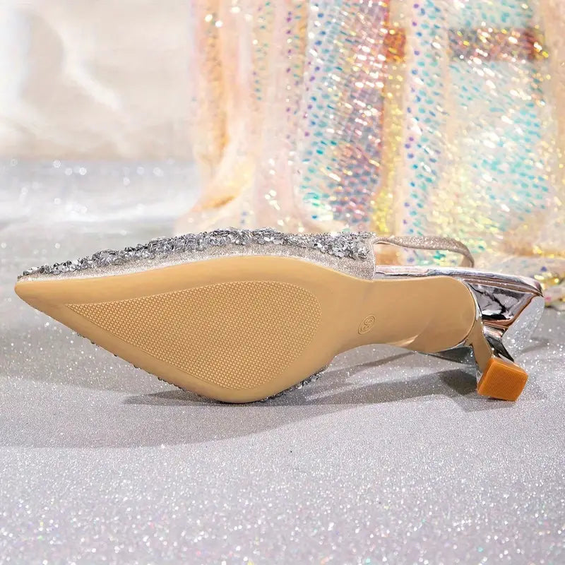 🔥Letzter Tag 49% Rabatt - Dünne Absatz Bankettschuhe, Europäischer und Amerikanischer Stil Strass High Heel