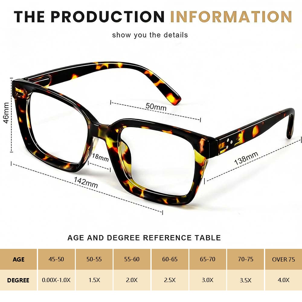 Lesebrille im Schildpatt-Design – Blaulichtfilternde, übergroße eckige Lesebrille