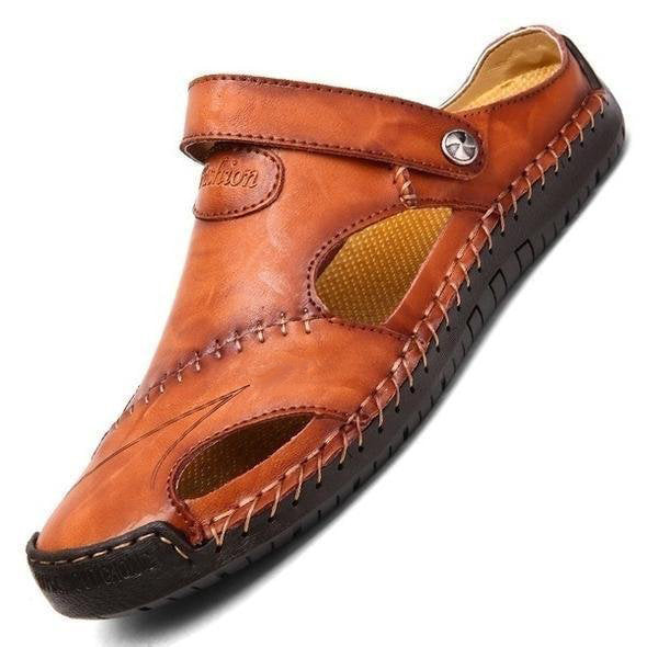 Große Weiche Herren-Outdoor-Sandalen aus Leder, Atmungsaktiv