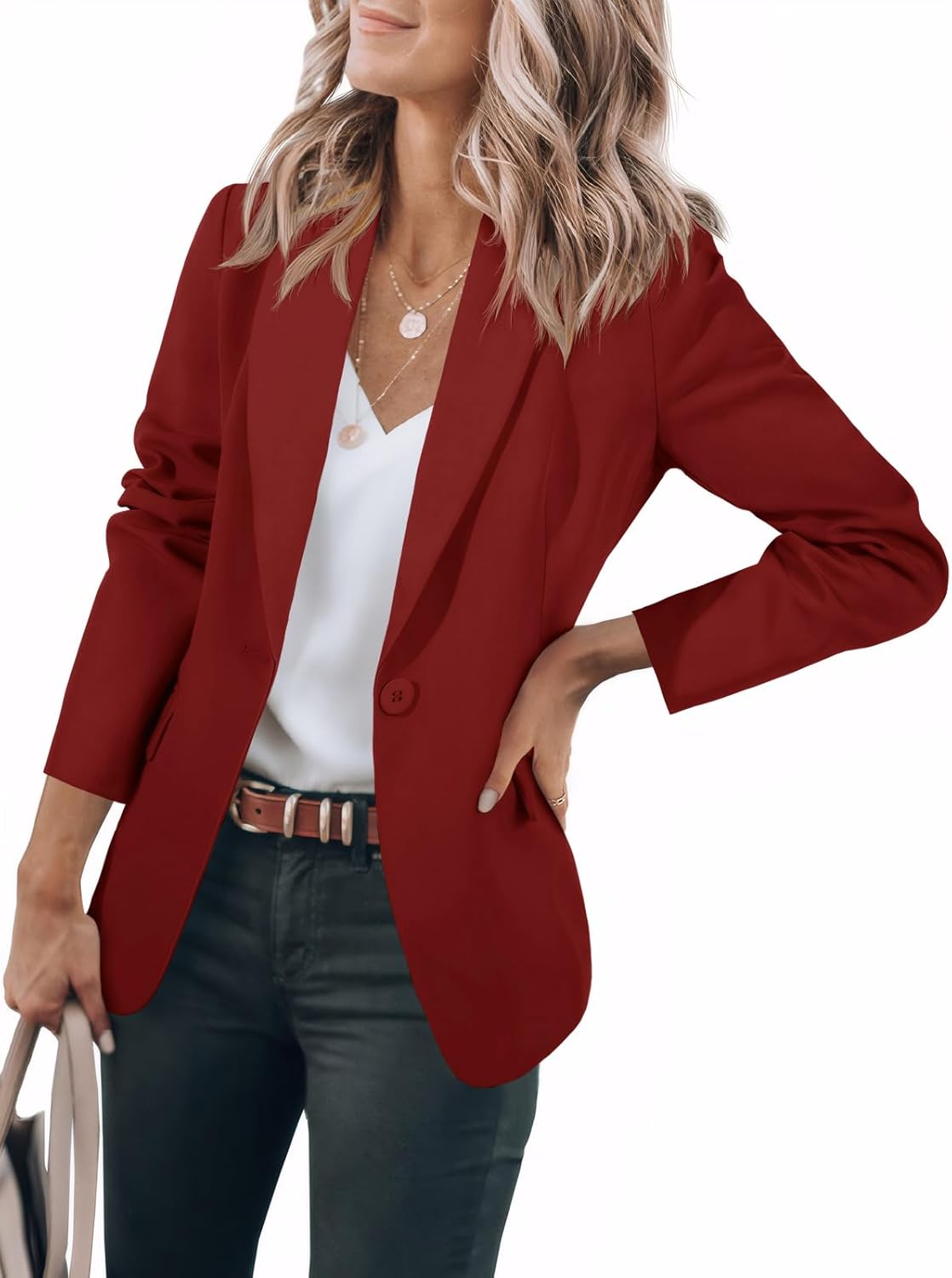 Damen Freizeit-Blazerjacke mit Knöpfen (2 kaufen, kostenloser Versand)