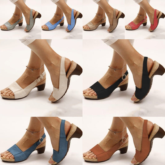 Bequeme elegante Schuhe mit niedrigem Blockabsatz
