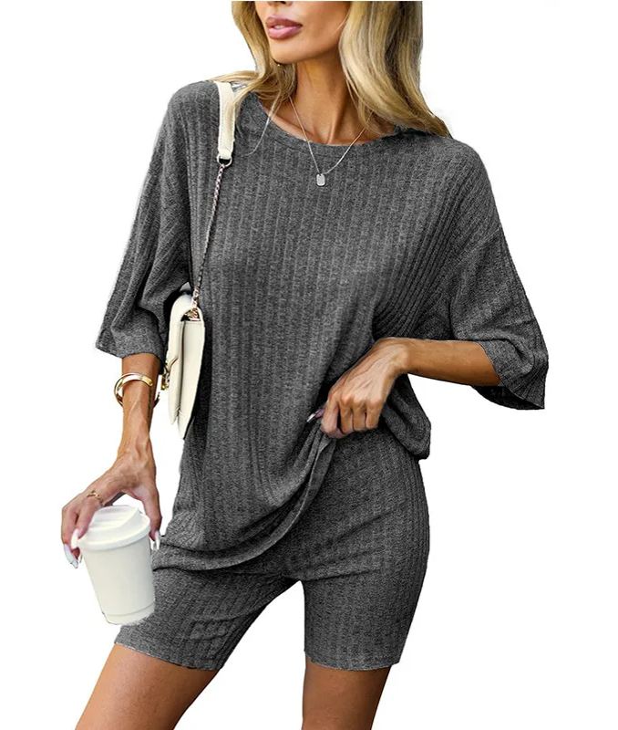 Geripptes Loungewear-Set (Zweiteiler) für Damen (2 kaufen, kostenloser Versand)